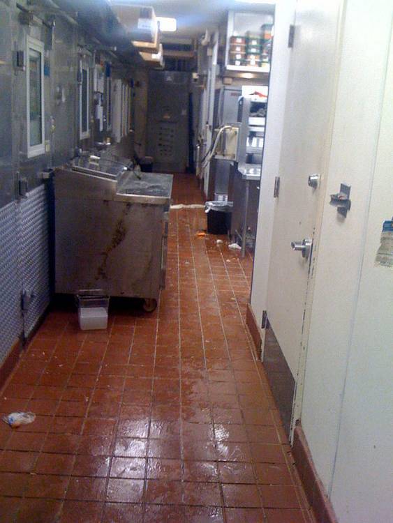 Existing tile flooring in kitchen.